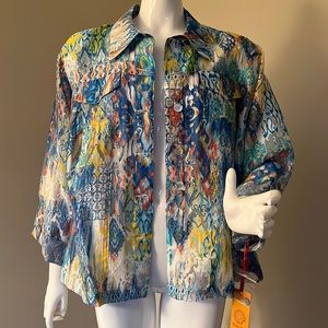 NWT Ruby Rd. Colorful semi-sheer blouse/jacket